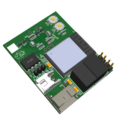 The underside of the assembled PCB, where most of the components are.